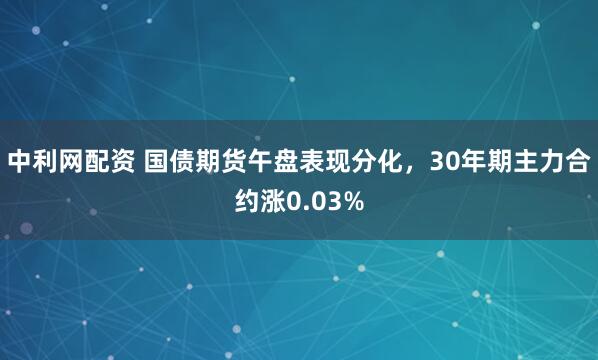 中利网配资 国债期货午盘表现分化，30年期主力合约涨0.03%