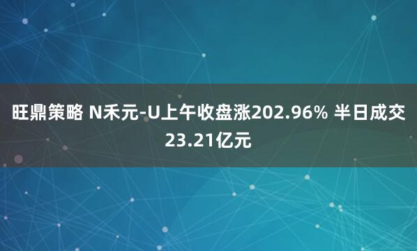 旺鼎策略 N禾元-U上午收盘涨202.96% 半日成交23.21亿元